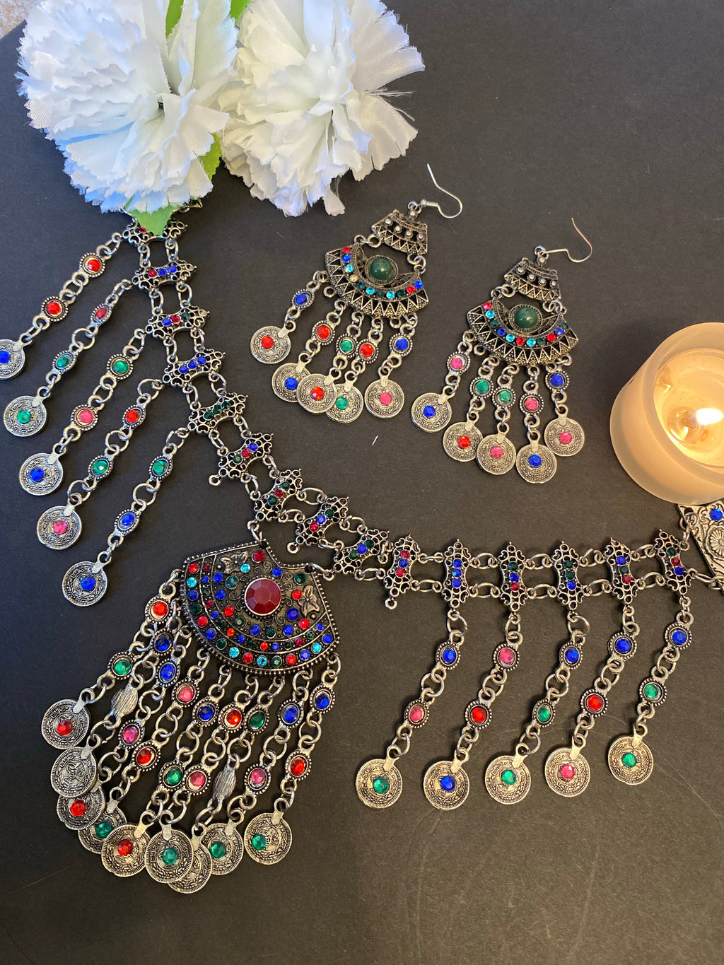 Necklace and earrings